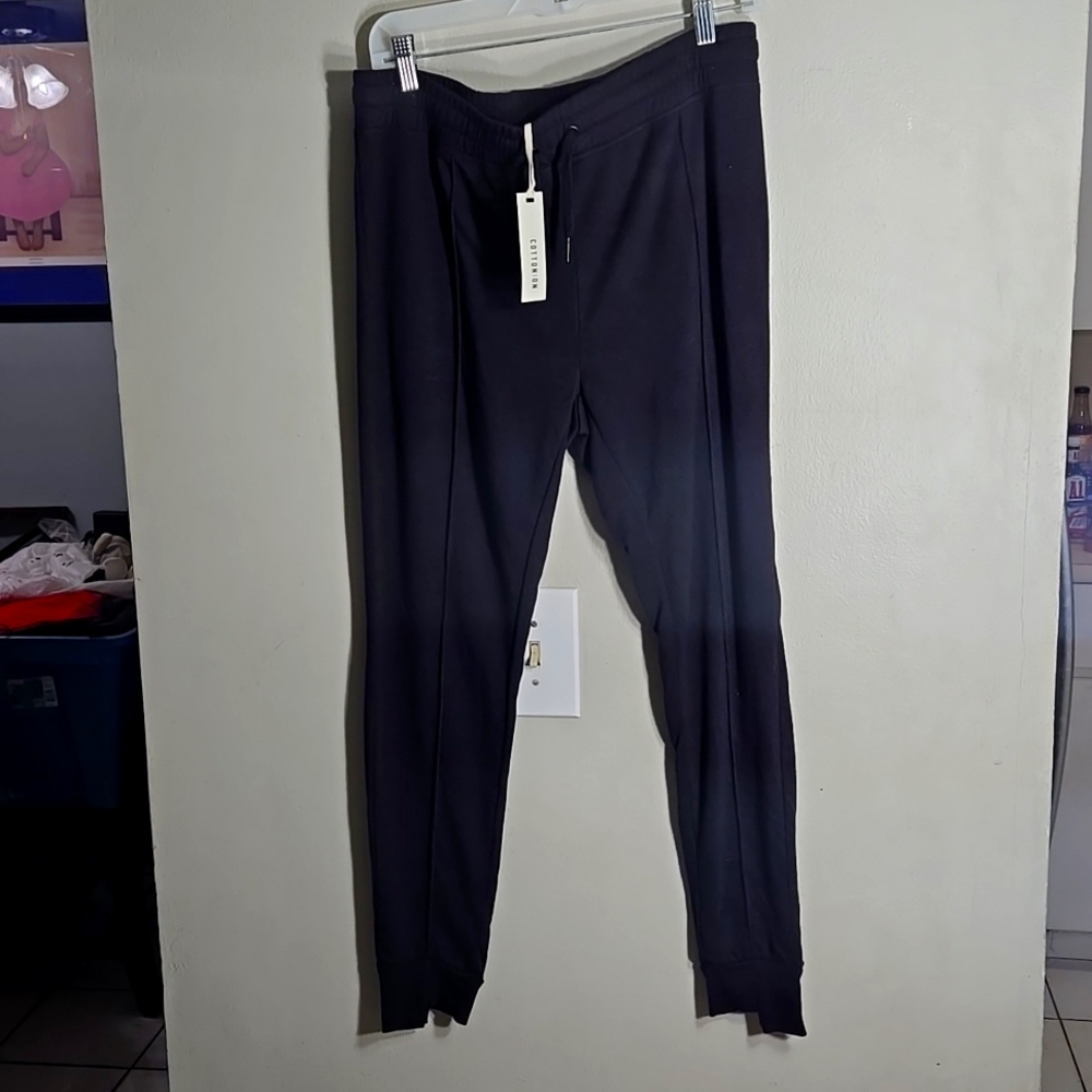 Cotton On Andi Split Hem Trackie Black joggers Size L Cozy Athletic